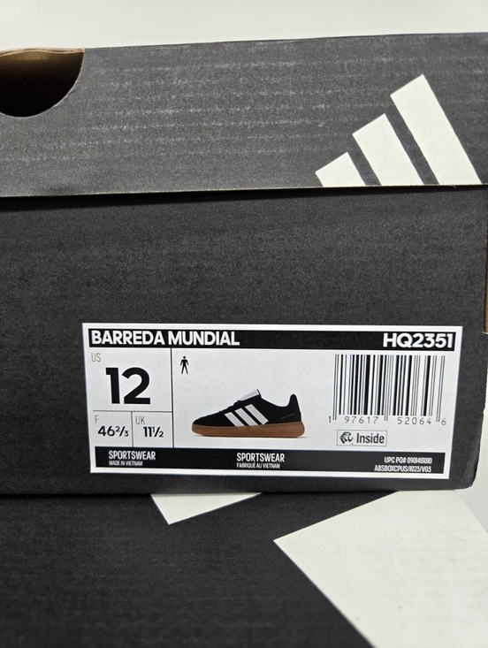 adidas Men\'s Barreda Mundial HQ2351 Black White Gum Shoes Size 12 New main image 5